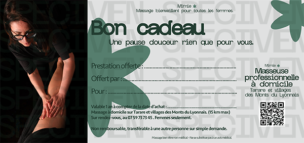Exemple de bon cadeau massage à domicile Mimie